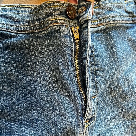 Lee Jeans Lee 1889 Blue Denim Embroidered Peacock Mini Skirt Size 17M Western - Picture 7 of 12